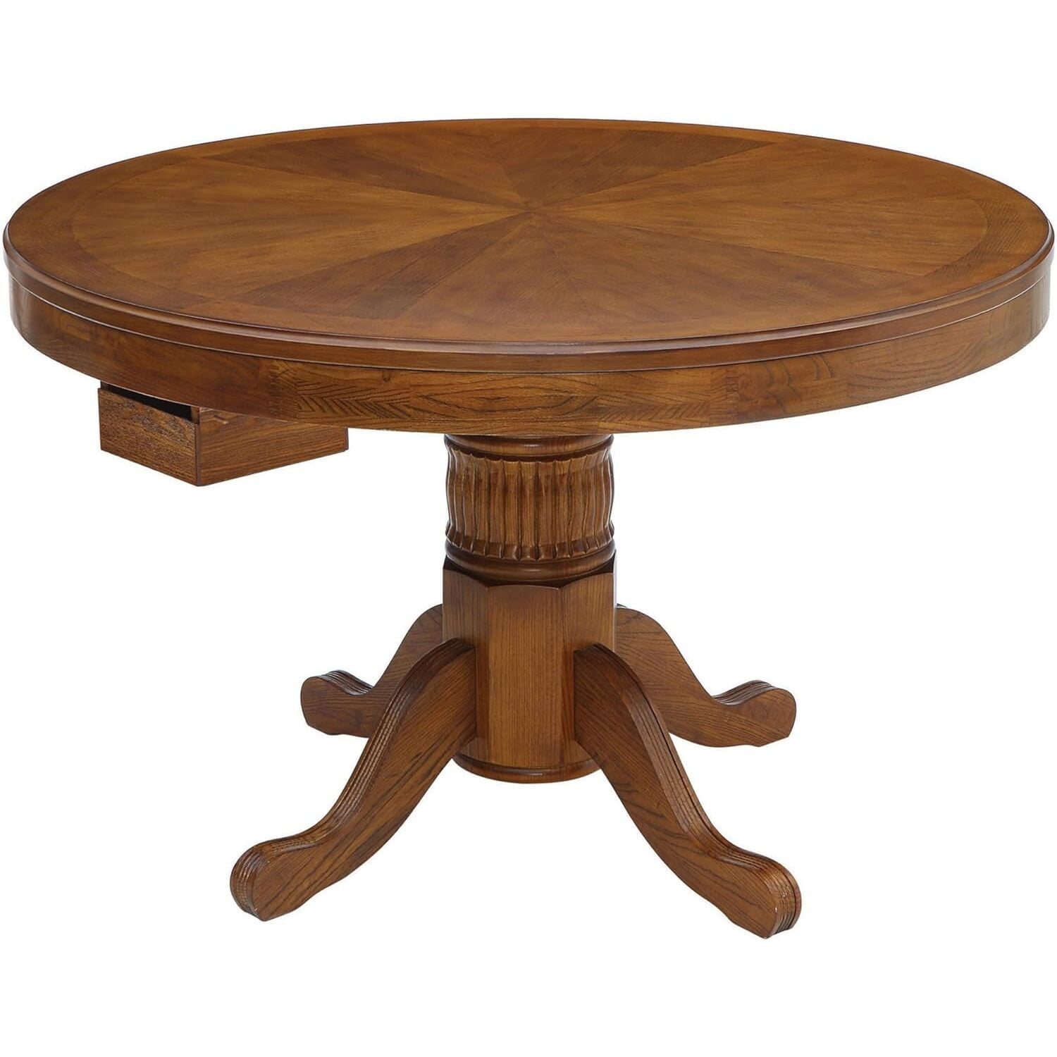 47 Inch Round Oak Brown Poker and Dining Table