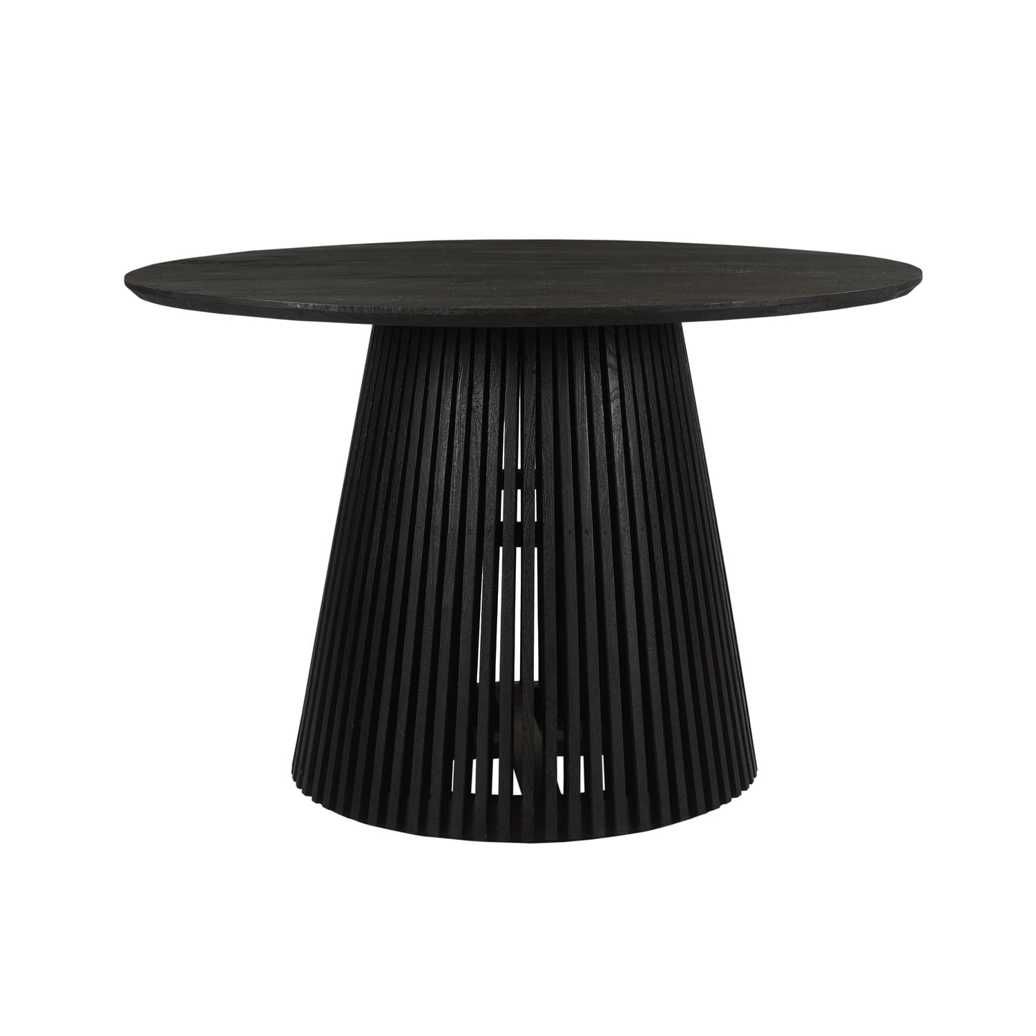 Black Mango Wood Round Pedestal Dining Table for 4