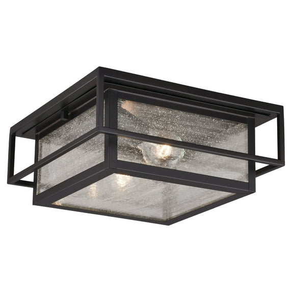 Outdoor Ceiling Light Bronze Flush Mount - Boho Style Clear Glass - Porch Entryway Lighting 12 Inch