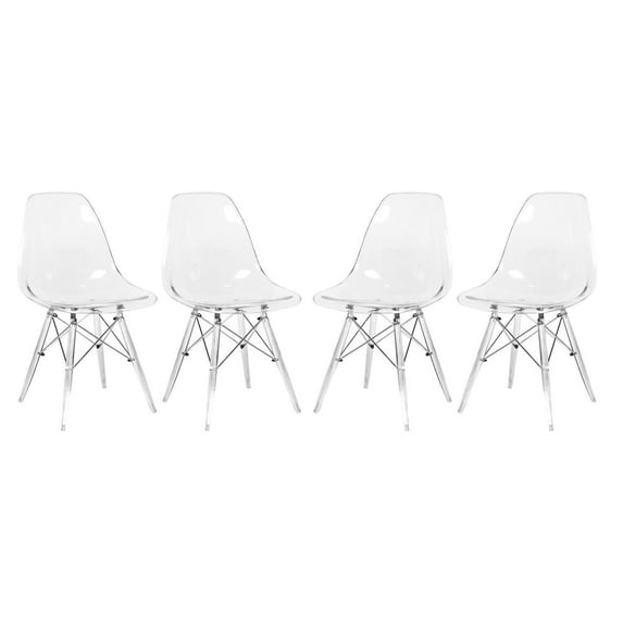 Boho Accent Chairs - Set of 4 - Modern Plastic Dining Chairs - Stylish Side Chairs for Living Room, Bedroom, Office