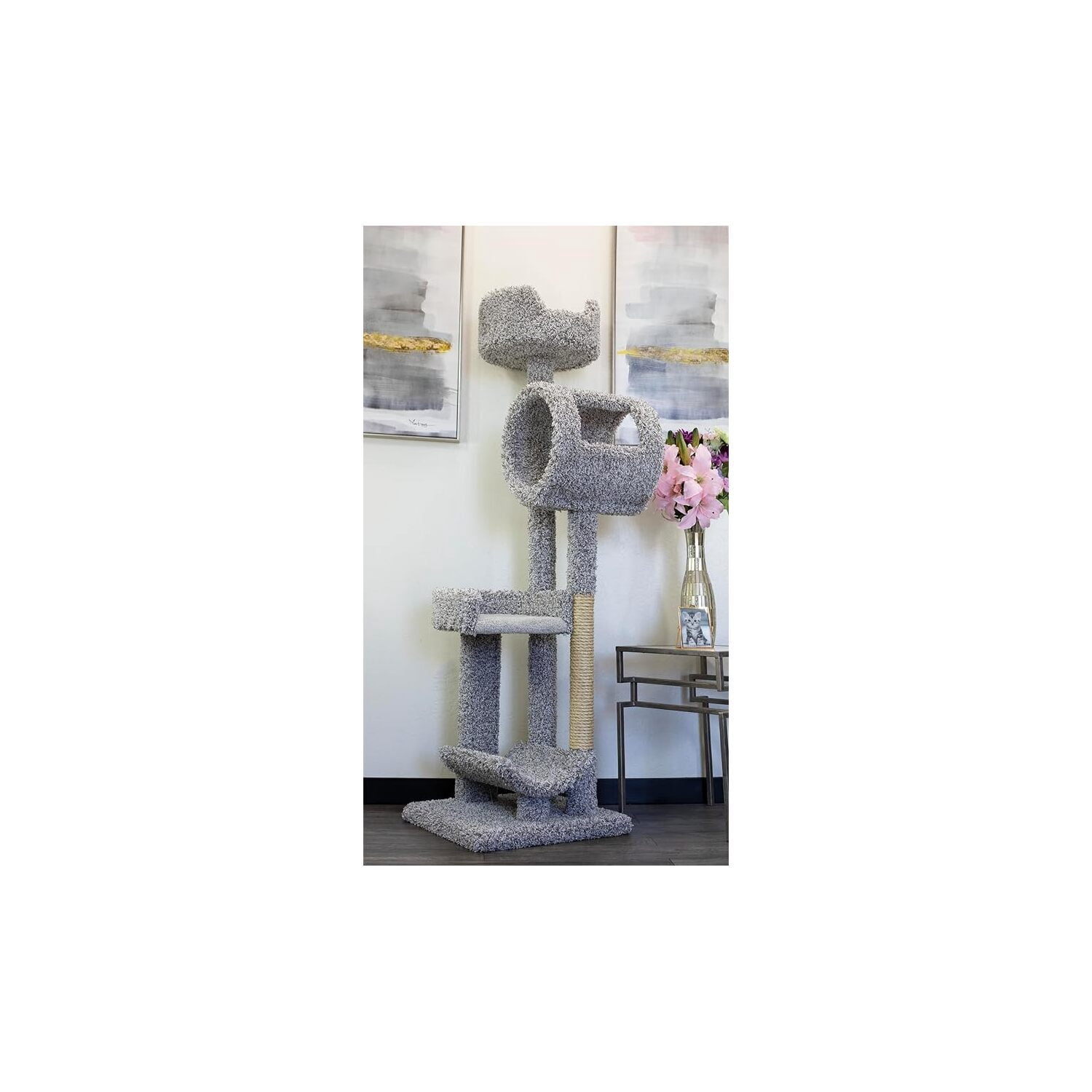 Large Cat Tree for Multiple Cats | Sturdy Cat Penthouse with Scratching Posts | Beige