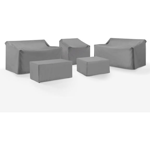 Outdoor Furniture Covers 5-Piece Set - Patio Loveseat, Chair, Table Covers - Washable Vinyl Protection