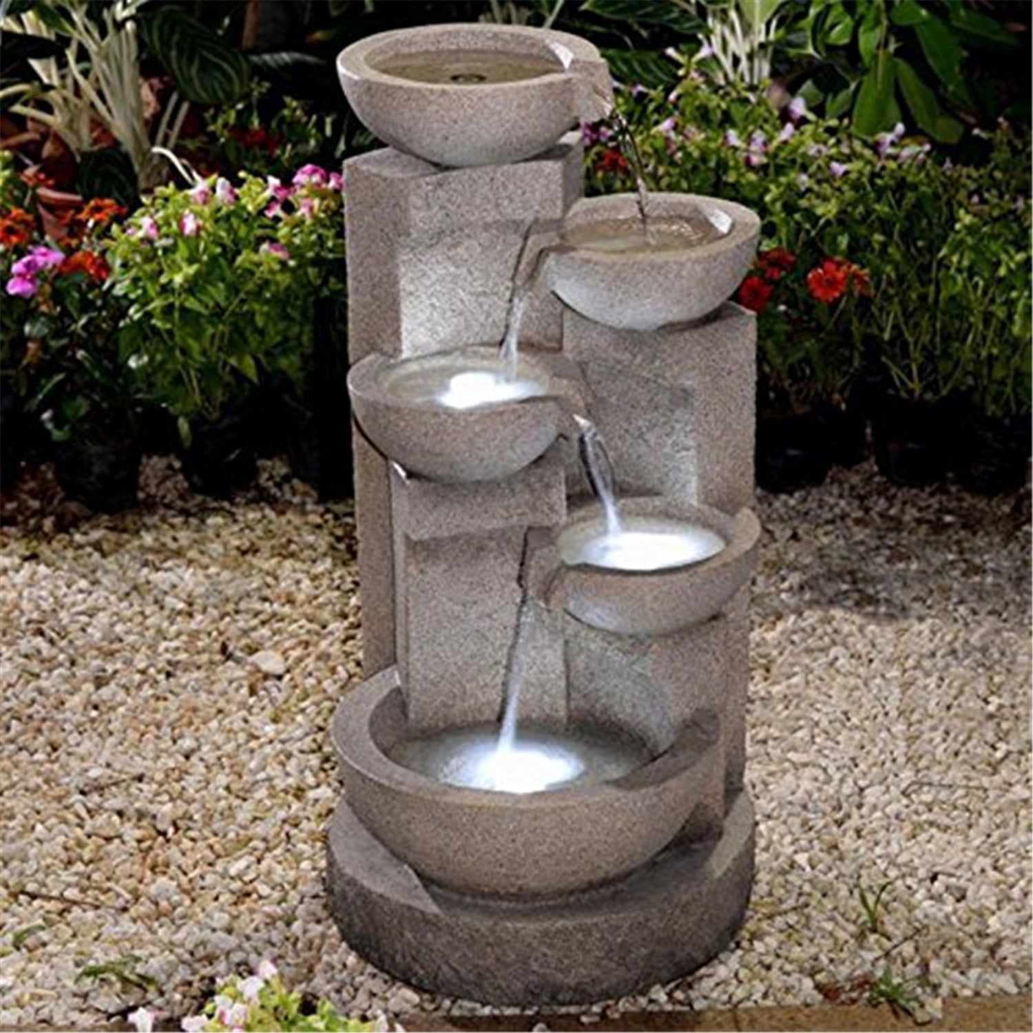 Outdoor Water Fountain - Tiered ed Fountain - Weather Resistant Fiberglass Resin - Elegant Garden Decor