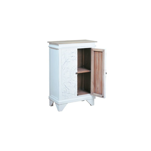 Accent Cabinet - Solid Wood Hall Table - Distressed White & Driftwood Brown - Fully Assembled