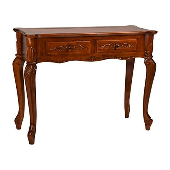 Hall Table 2 Drawer Wood Carved Radiance Entryway Console Table Mahogany Finish 39"