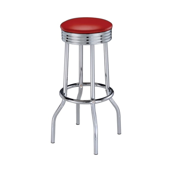 Maykoosh City Chic 30 Inch Set Of 2 Retro Barstools, Retro Red Faux Leather Seats, Chrome Legs