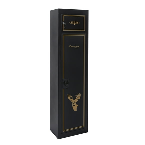 Security Cabinet Gun Safe - 5 Gun Metal Doors & Drawers - 14.5"W x 59"H - Heat Proof Storage