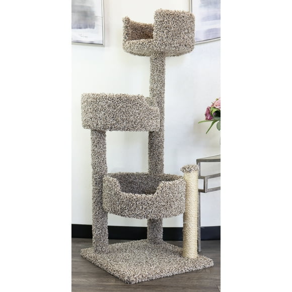 Maykoosh Southwestern Sanctuary Multi-Level Cat Cat Climbing Tower Cat Tree, Solid Wood and Carpet Construction, Modern Cat Tree with Scratch Post and Sturdy Base-Color:Speckled,Size:26"L x 25"W x 49"