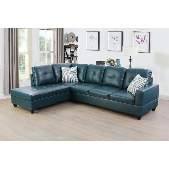 L Shape Sectional Sofa Sets Living Room Denim Microfiber Modern Sofa with Pillows