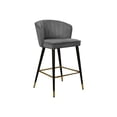 thumbnail image 1 of Maykoosh City Sleek Modern, Contemporary Velvet Upholstered Counter Height Stool with Channel Tufting and Gold Tipped, Black Metal Legs, Grey, 20" W x 21" D x 36.5" H-Color:Grey, 1 of 7