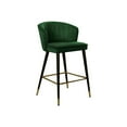 thumbnail image 1 of Maykoosh City Sleek Modern, Contemporary Velvet Upholstered Counter Height Stool with Channel Tufting and Gold Tipped, Black Metal Legs, Grey, 20" W x 21" D x 36.5" H-Color:Green, 1 of 7