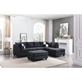 thumbnail image 1 of Maykoosh Elegant Escape L-Shape Sectional Sofa with Button-Tufting, Removable Backs and Pocketed Coil Seating, Track Arm Style, Living Room Sectional Couch -111"D x 78"W x 34"H-Color:Black, 1 of 5