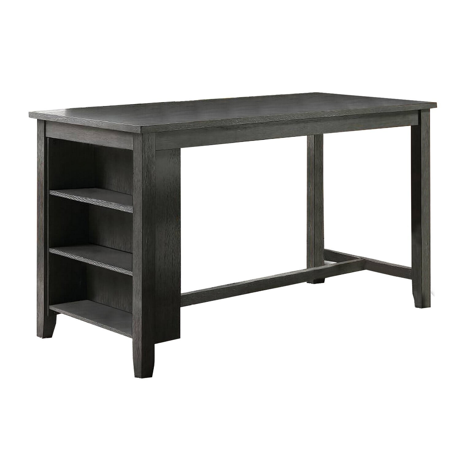 Transitional Gray Wooden Extendable Counter Height Dining Table with Storage