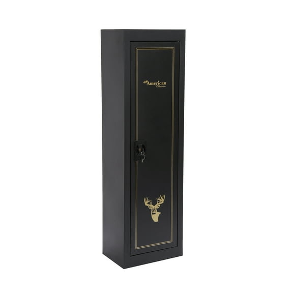 Maykoosh Classic Charm 5 Gun Starter Metal Security Cabinet, Powder Coated Black - 10"D x 14.5"W x 49"H, Anti Theft Alarm, Key Lock Type
