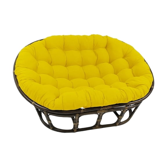 Maykoosh African Artistry Rattan Double Papasan Chair With Twill Cushion - Comfy Bohemian Style Chair With Rustic Rattan Frame In Walnut Finish-Color:Sunset