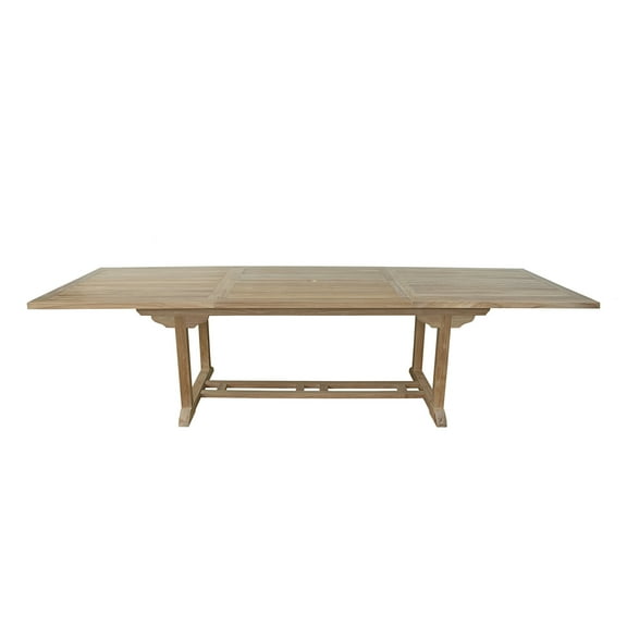 Outdoor Extension Table - Teak Patio Dining Table - Rectangular Table for 10-12 Guests