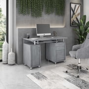 Workstation Computer Desk with Storage Gray Office Desk 47" Wide