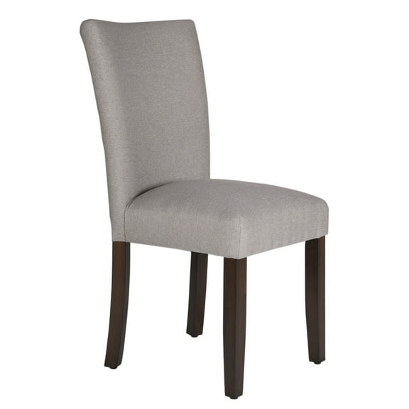 Coastal Cottage Dining Chair - Fabric Upholstered Parson Chair - Gray Brown Wood Legs