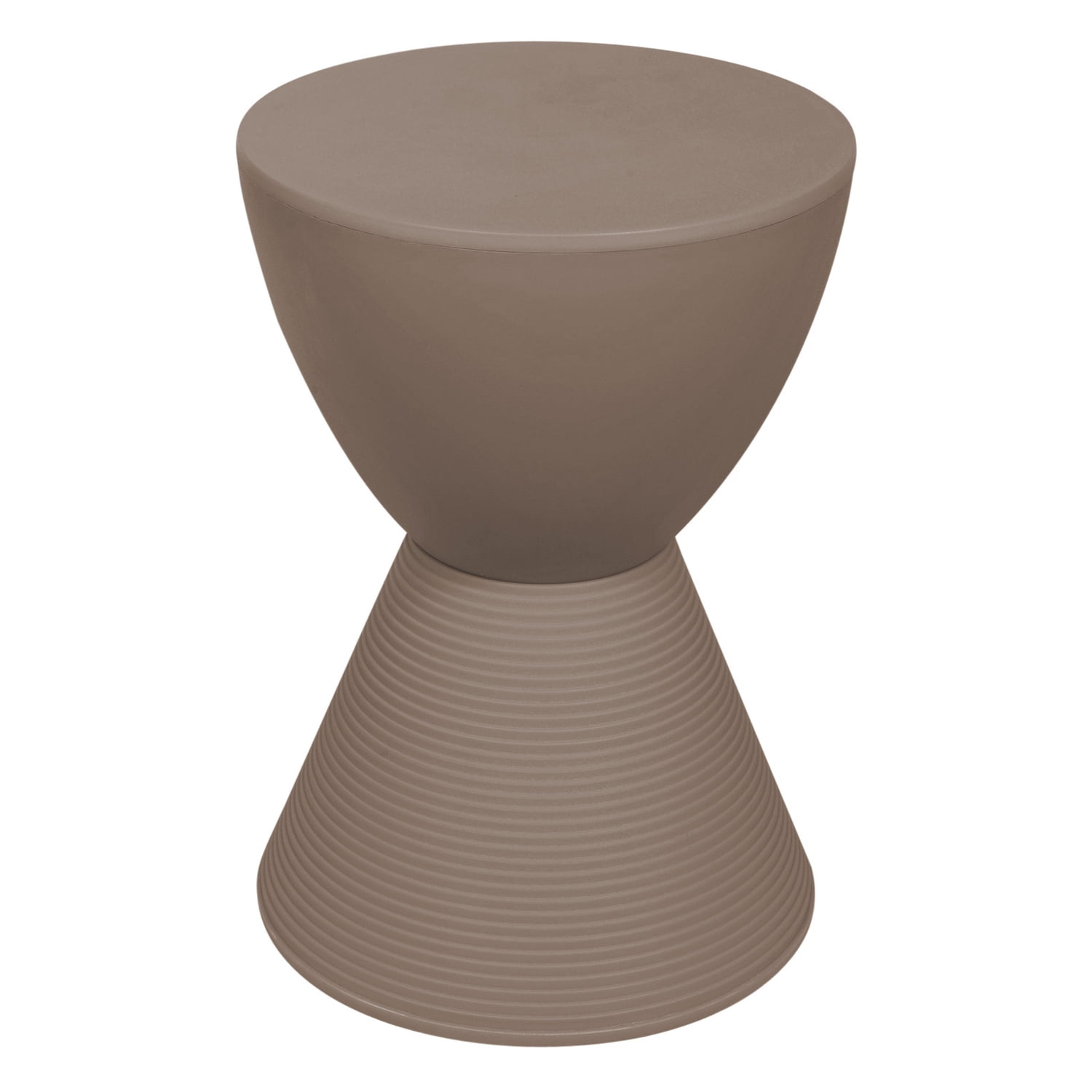 Taupe Round Plastic Pedestal End Table with Storage
