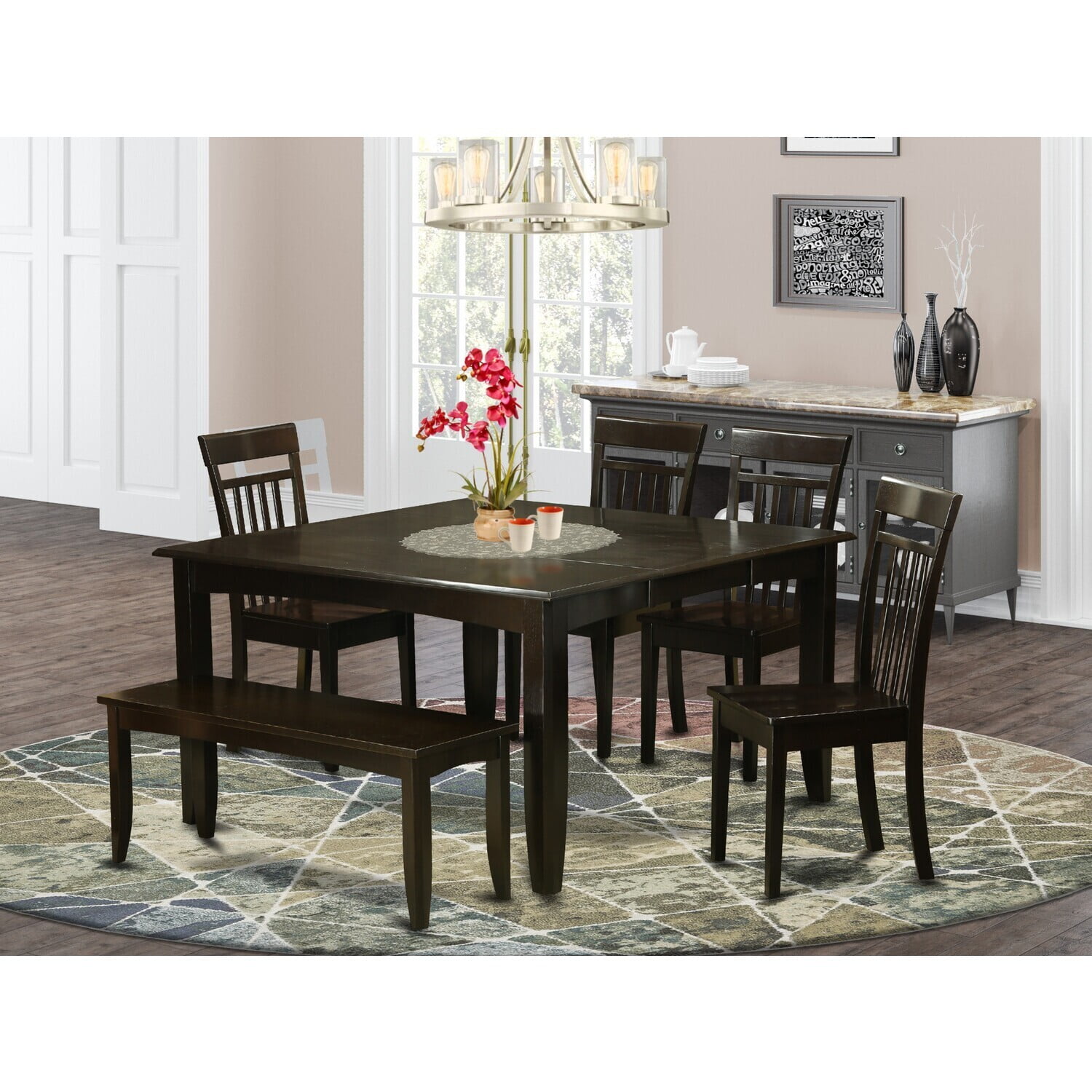 Maykoosh Coastal Craftsman Dreams 6 Piece Kitchen Table Set Contains a Square Dining Table with ...