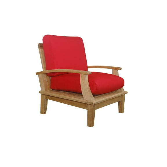 Coastal Armchair Deep Seating Outdoor Patio Furniture Teak Wood Cushion Included