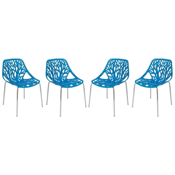 Modern Dining Chairs Set of 4 - Chic Contemporary Style, Cutout Design, Chrome Legs, Versatile Accent Seating