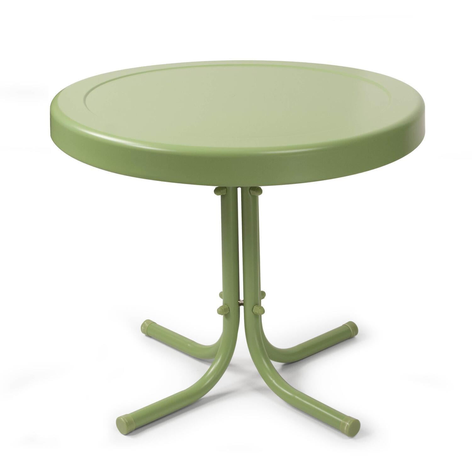 Red Round Metal Outdoor Patio Side Table