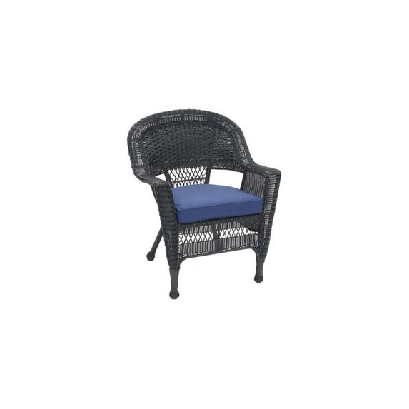 Wicker Patio Chairs Set of 2 with Cushions - Outdoor Furniture for Porch Deck Garden-Color:Black