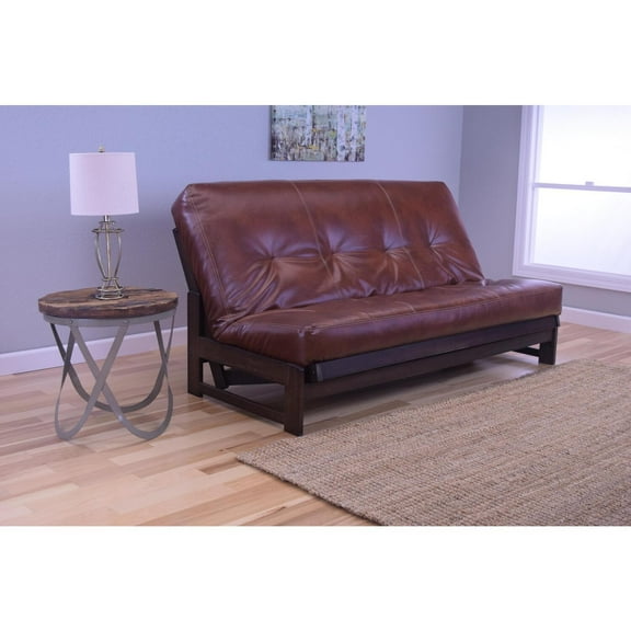 Full Size Futon Frame Sofa Bed - Reclaimed Mocha Finish - Space Saving Design - Easy Assembly