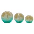 thumbnail image 1 of Decorative Glass Orbs - Pinecone Design - Gold Blue Holiday Accent Set of 3, 1 of 1