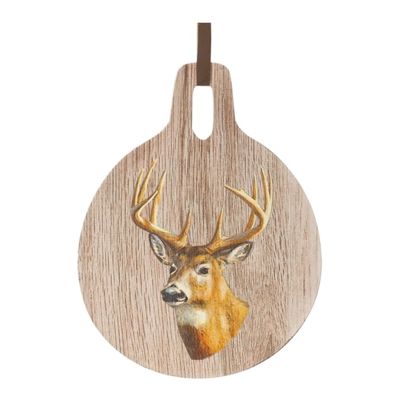 Deer Cutting Board Decor - Rustic Wood Kitchen Board - Holiday Home Decor - 7.75 Inch Diameter