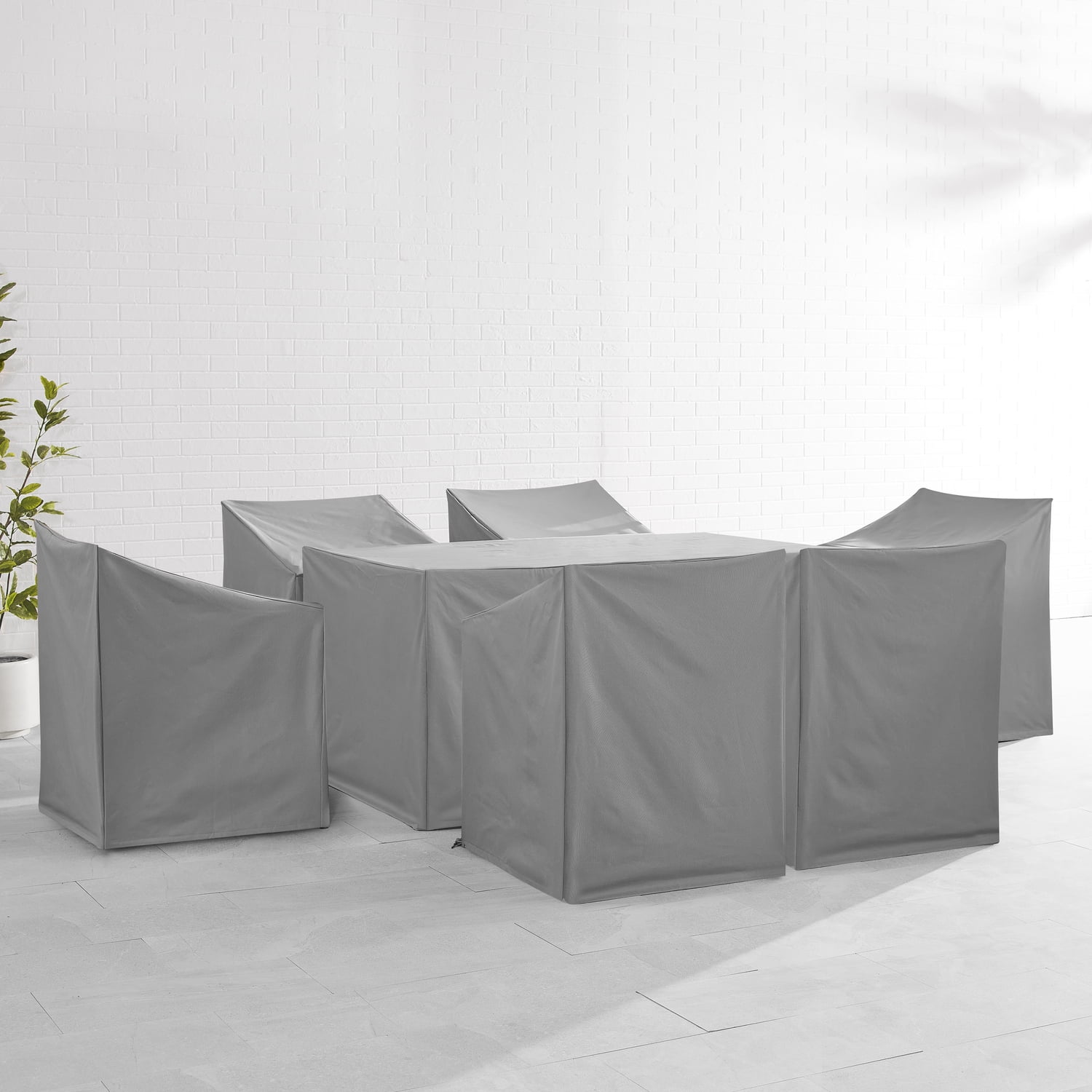 Gray Heavy-Duty Vinyl 7-Piece Outdoor Furniture Cover Set