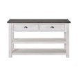thumbnail image 1 of Maykoosh Earthy Elegance Coastal Console Table, 2 Drawers, 2 Shelves, Pine Wood, White & Gray, 50"D x 16"W x 30"H, Perfect for Storage and Display in Entryways, 1 of 3