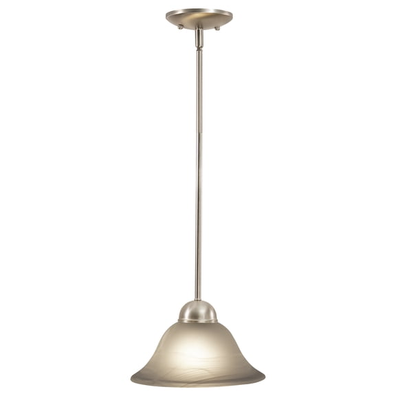Mini Pendant Ceiling Light - Brushed Nickel Finish, White Glass Shade, Adjustable Height, Da Vinci Style
