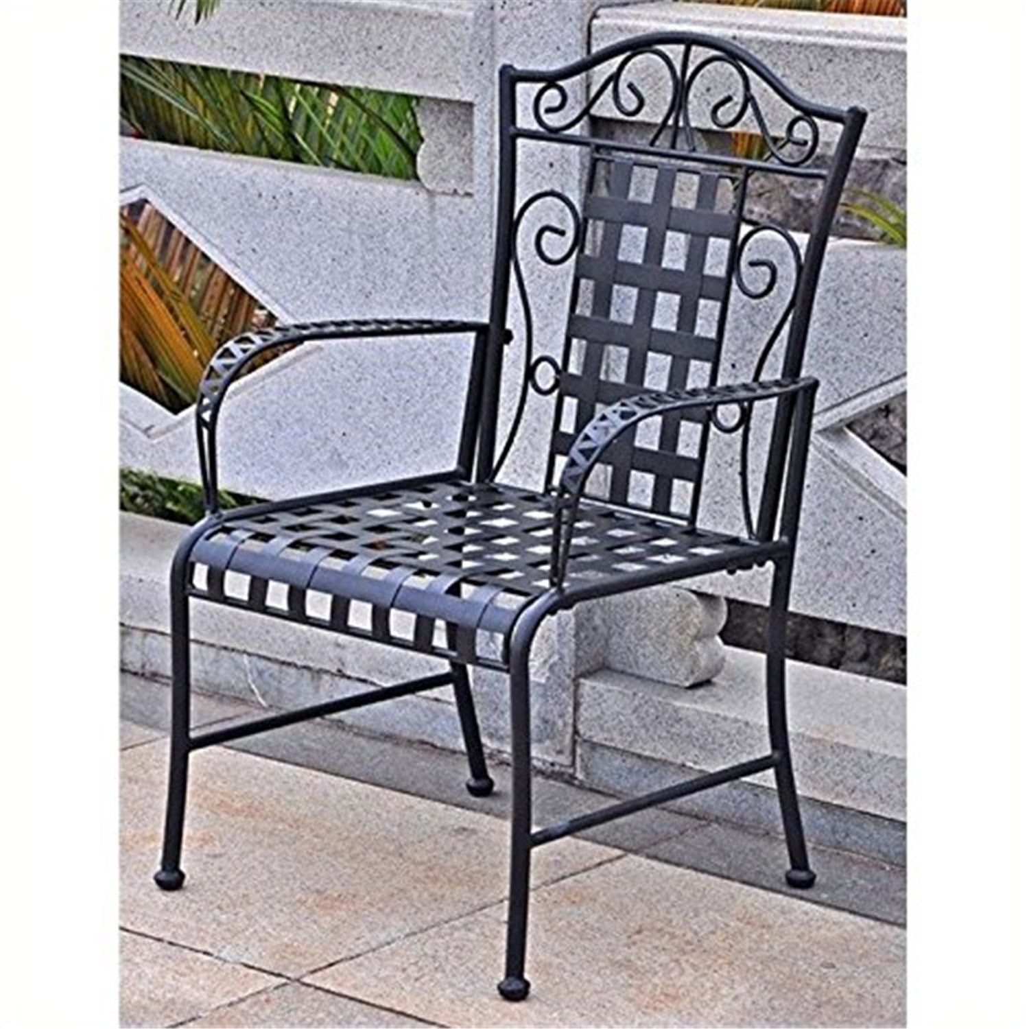 Mandalay Elegance 40" High Black Iron Outdoor Dining Chair Set