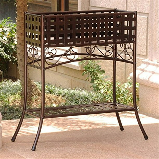 Iron Plant Stand Rectangular - Durable Garden Decor - Elegant