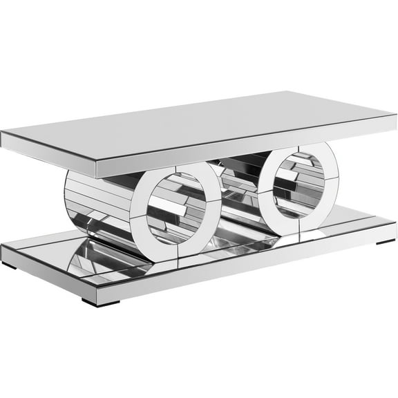 Maykoosh Eclectic Elegance Antique Coffee Table, A Stunning Centerpiece For Your Living Room Featuring A Geometric Design And Mirrored Accents To Enhance Depth And Display Collectibles Beautifully,