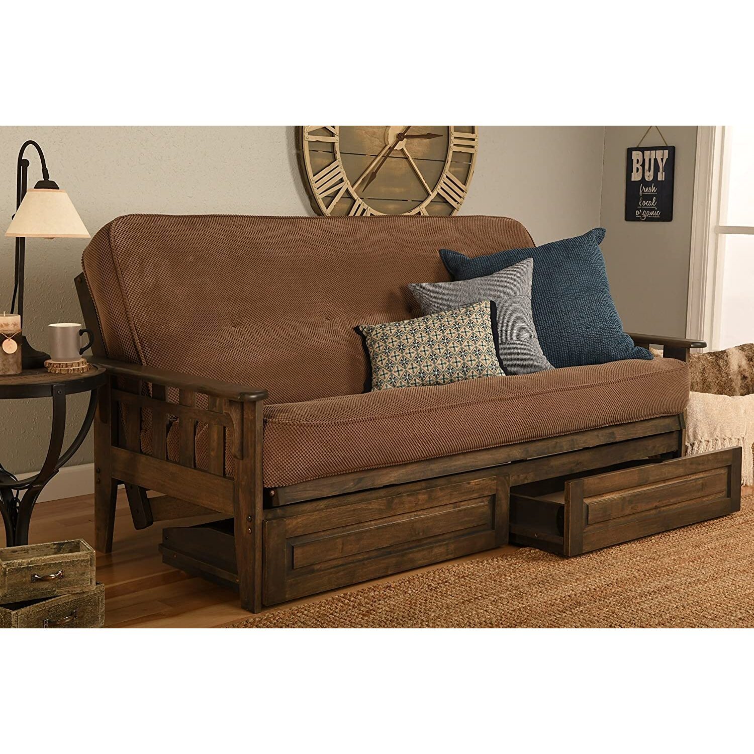 Maykoosh Eclectic Elegance Futon Frame-Rustic Walnut Finish-Oregon ...