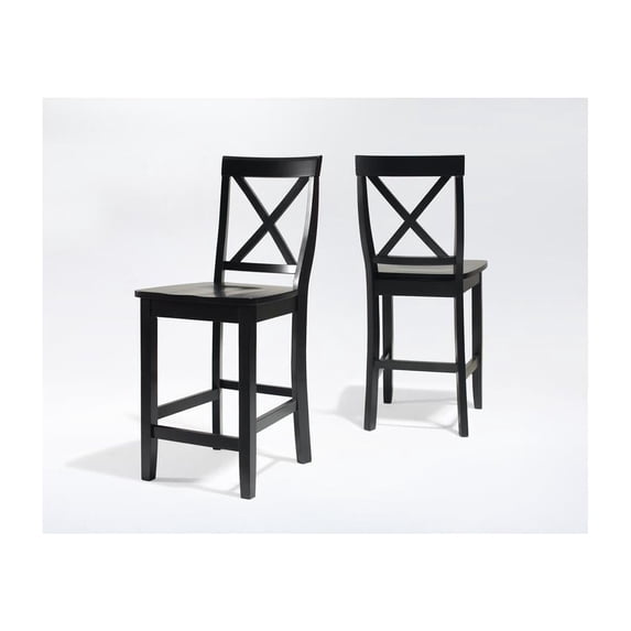 Maykoosh Eclectic Elegance X-Back Bar Stool (Set of 2), 24-inch Seat Height, Black, 18.13"D x 18.25"W x 41"H, Ideal Bar Stool for Dining or Pub Tables