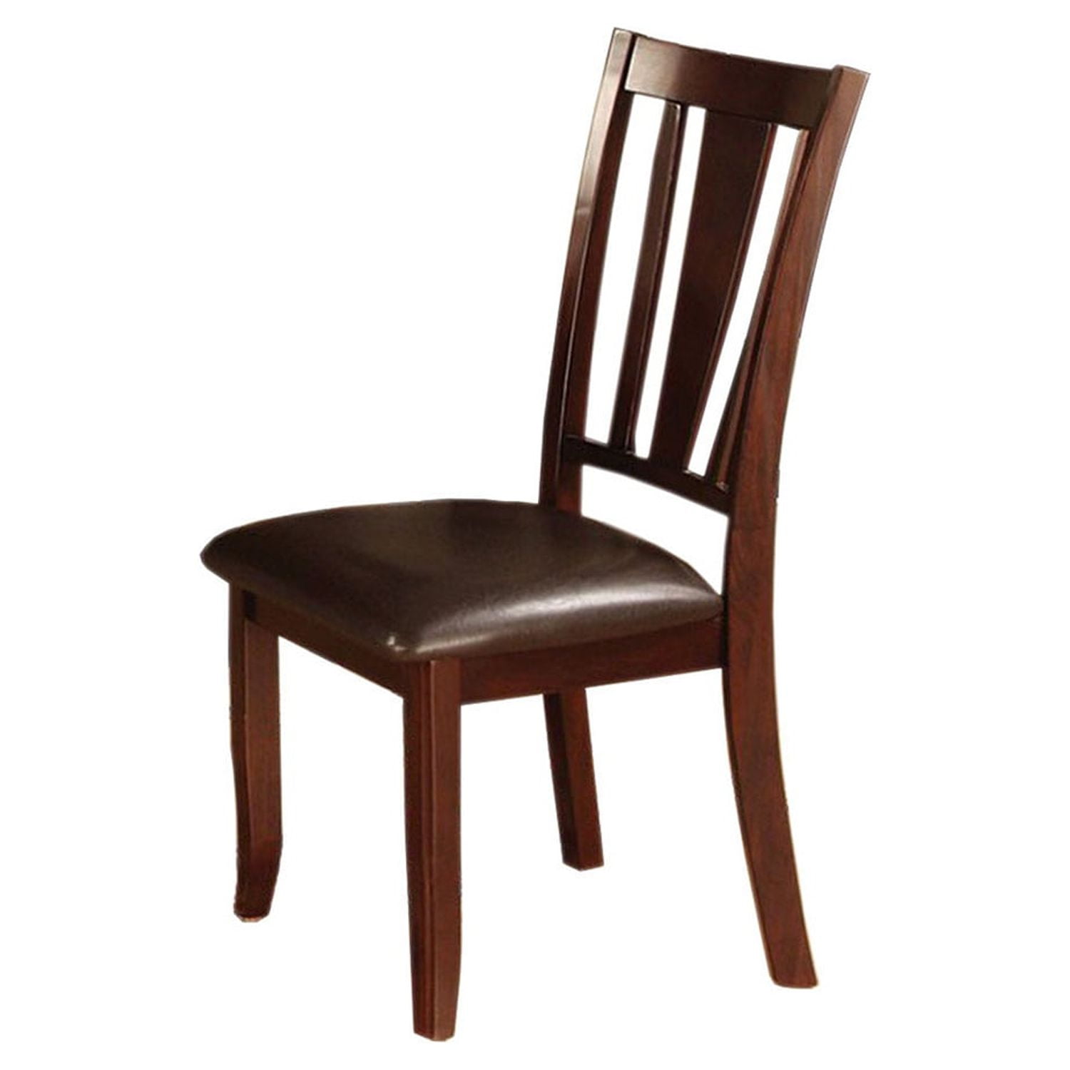 Espresso Finish Transitional Upholstered Faux Leather Side Chair