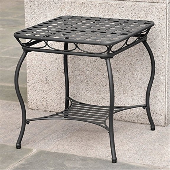 Iron Nailhead Side Table - Accent Table for Living Room, Bedroom, Patio & Deck - Durable Metal Design