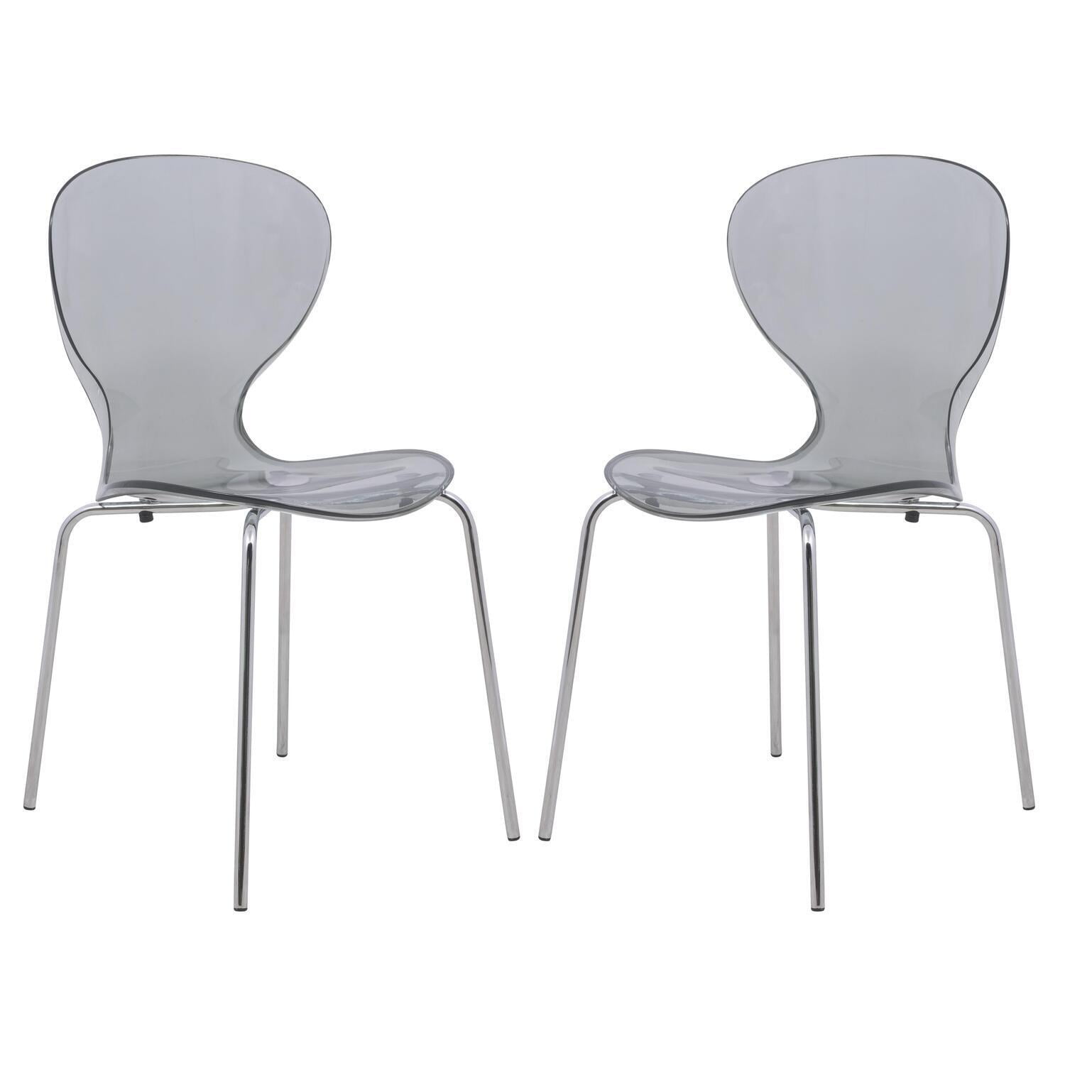 Elegant Oyster Transparent Plastic Side Chair with Chrome Legs