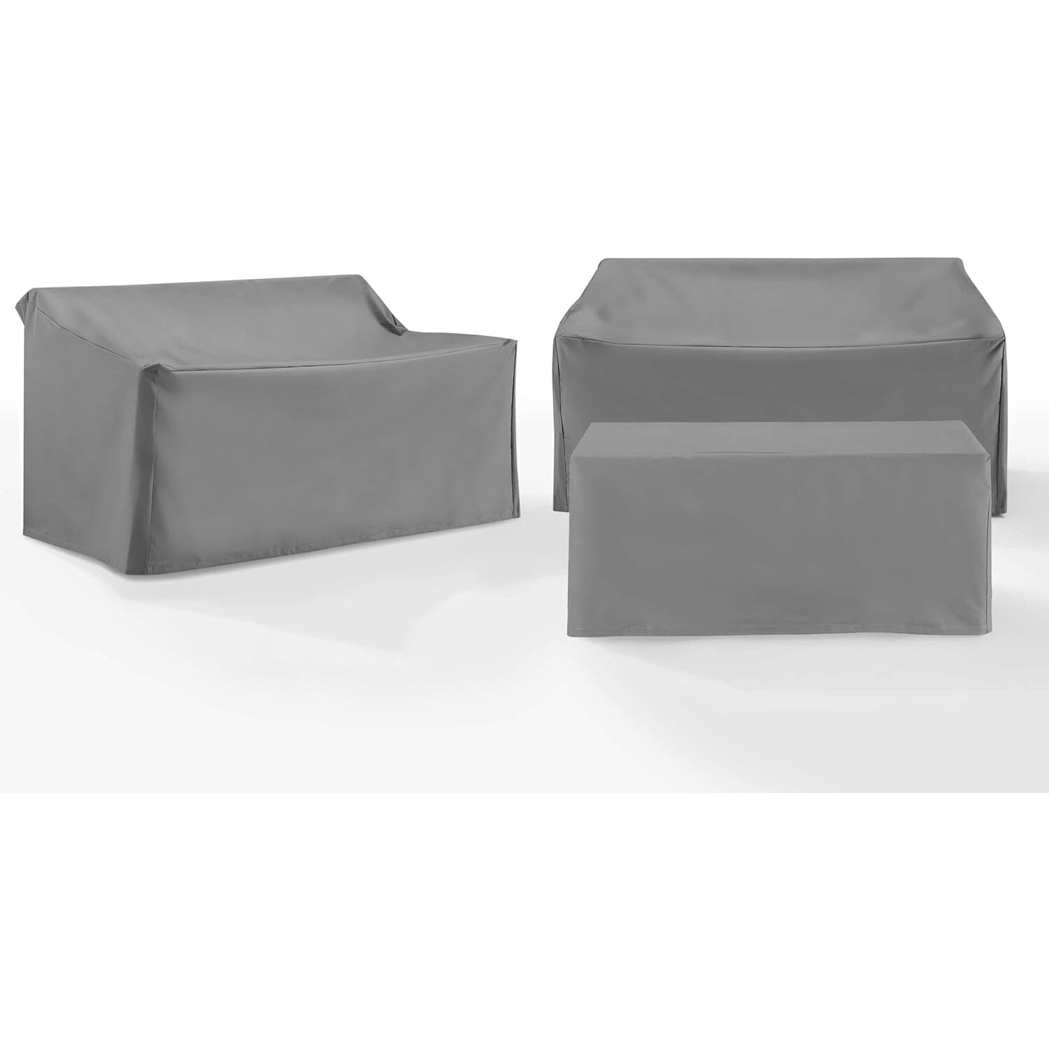 Outdoor Furniture Covers 3Pc Set - Patio Loveseat & Chair Covers, Washable, Grey