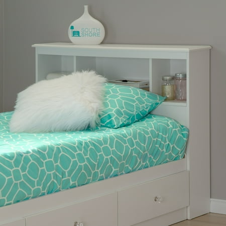 HomeStock Eclectic Exclusivity Bookcase Headboard - 42.05"W x 36.06"H, Bed Frame Mountable, Engineered Wood, Twin Size in White Color with Storage Space