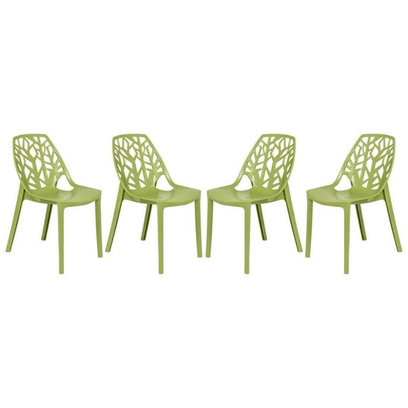 Modern Dining Chairs Set of 4 - Lightweight Accent Chairs, Unique Cutout Design, Contemporary Style