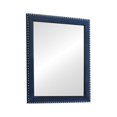 thumbnail image 1 of 40 Inch Glam Portrait Mirror - Modern Blue Velvet Upholstered Wall Mirror with Nailhead Trim, 1 of 1