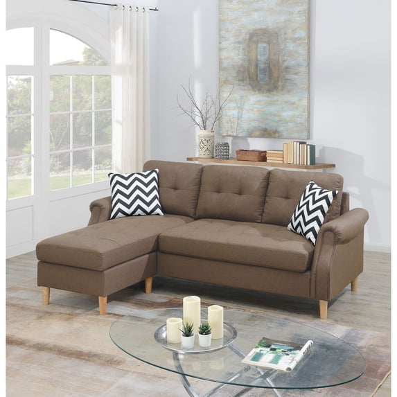 Sectional Sofa Set, Modern Fabric Reversible Chaise Lounge, Living Room Furniture