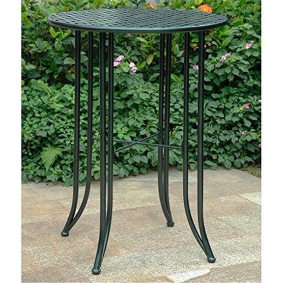 Elegant Round Bar Table - Iron Height Table, Verdi Green Finish, Indoor Outdoor Use, Durable Design