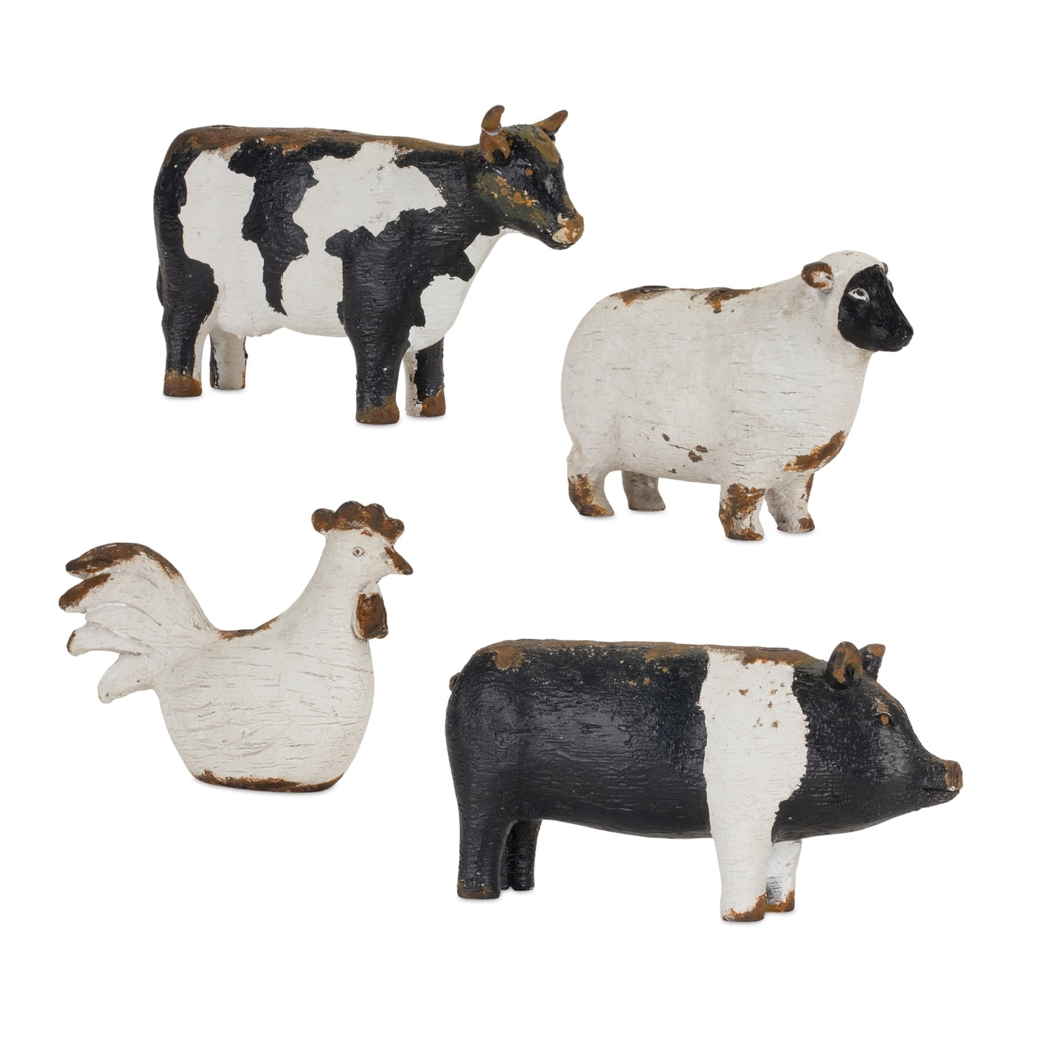 Rustic Brown Polyresin Farm Animal Candle Holder Set