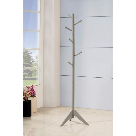 Farmhouse Coat Rack - Wooden Tripod Coat Stand with 6 Hooks - Entryway Organizer for Hats, Jackets, and Accessories